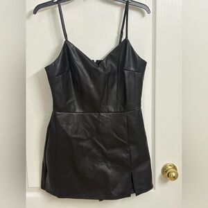 Black Faux Leather Mini romper
